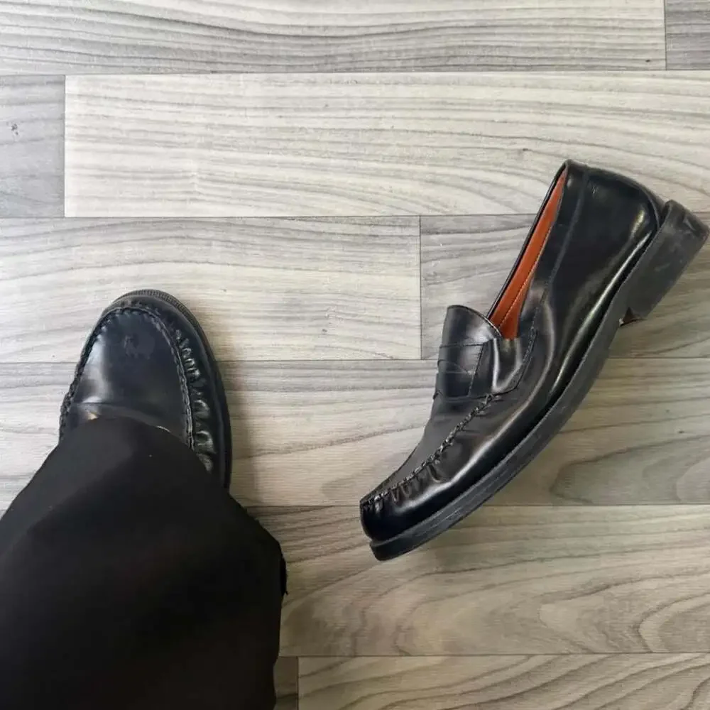 Aris Allen Vintage Y2K Black Leather Penny Loafers